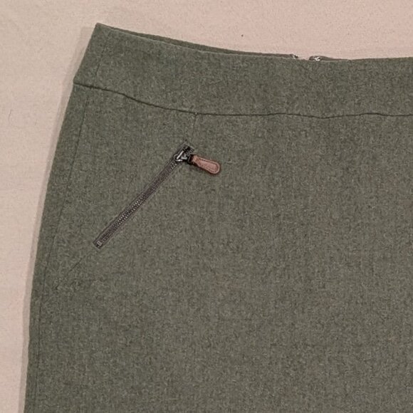 Talbots Green Pencil Skirt Wool Blend Zippered Pockets - Women's sz 8P - Picture 3 of 12